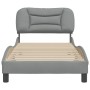 Light gray fabric bed frame with headboard 90x190 cm by , Beds and slatted bases - Ref: Foro24-3207737, Price: 164,83 €, Disc...