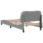 Light gray fabric bed frame with headboard 90x190 cm by , Beds and slatted bases - Ref: Foro24-3207737, Price: 164,83 €, Disc...