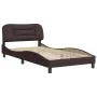 Bed frame with headboard in brown fabric 100x200 cm by , Beds and slatted bases - Ref: Foro24-3207754, Price: 139,43 €, Disco...