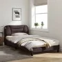 Bed frame with headboard in brown fabric 100x200 cm by , Beds and slatted bases - Ref: Foro24-3207754, Price: 139,43 €, Disco...