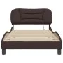 Bed frame with headboard in brown fabric 100x200 cm by , Beds and slatted bases - Ref: Foro24-3207754, Price: 139,43 €, Disco...