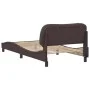 Bed frame with headboard in brown fabric 100x200 cm by , Beds and slatted bases - Ref: Foro24-3207754, Price: 139,43 €, Disco...