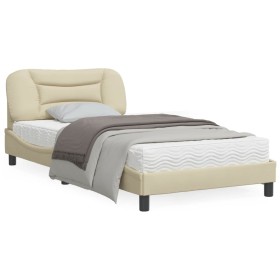 Bettrahmen mit cremefarbenem Stoffkopfteil 100x200 cm von , Betten und Lattenroste - Ref: Foro24-3207756, Preis: 160,97 €, Ra...