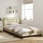 Bed frame with cream fabric headboard 100x200 cm by , Beds and slatted bases - Ref: Foro24-3207756, Price: 158,26 €, Discount: %