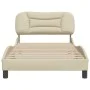 Bed frame with cream fabric headboard 100x200 cm by , Beds and slatted bases - Ref: Foro24-3207756, Price: 158,26 €, Discount: %