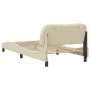 Bed frame with cream fabric headboard 100x200 cm by , Beds and slatted bases - Ref: Foro24-3207756, Price: 158,26 €, Discount: %