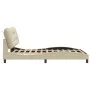 Bed frame with cream fabric headboard 120x200 cm by , Beds and slatted bases - Ref: Foro24-3207763, Price: 210,42 €, Discount: %