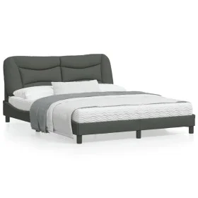 Bed frame with headboard dark gray fabric 160x200 cm by , Beds and slatted bases - Ref: Foro24-3207780, Price: 252,14 €, Disc...