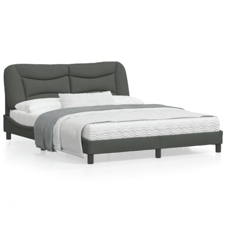 Bed frame with headboard dark gray fabric 160x200 cm by , Beds and slatted bases - Ref: Foro24-3207780, Price: 257,43 €, Disc...
