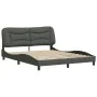 Bed frame with headboard dark gray fabric 160x200 cm by , Beds and slatted bases - Ref: Foro24-3207780, Price: 252,14 €, Disc...