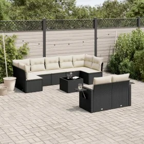 Gartensofa-Set 10-teilig mit schwarzen synthetischen Rattankissen von , Gartensets - Ref: Foro24-3252963, Preis: 598,38 €, Ra...
