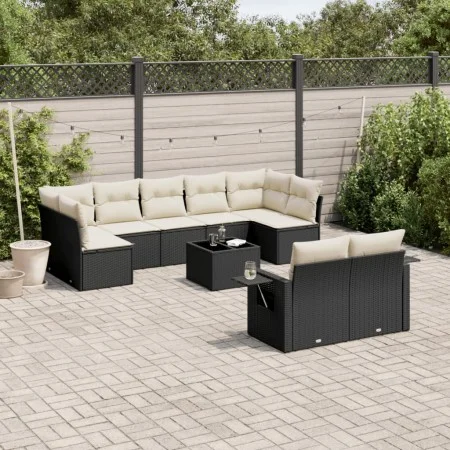 Garden sofa set 10 pieces with black synthetic rattan cushions by , Garden sets - Ref: Foro24-3252963, Price: 598,38 €, Disco...