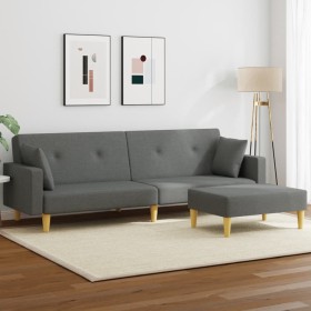 2-Sitzer-Schlafsofa mit Hocker aus dunkelgrauem Stoff von , Sofas - Ref: Foro24-3216241, Preis: 333,16 €, Rabatt: %