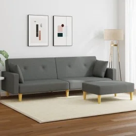 2-Sitzer-Schlafsofa mit Hocker aus dunkelgrauem Stoff von , Sofas - Ref: Foro24-3216241, Preis: 327,74 €, Rabatt: %
