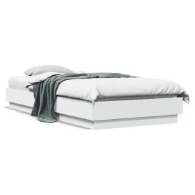 White engineered wood bed frame 90x200 cm by , Beds and slatted bases - Ref: Foro24-839602, Price: 88,63 €, Discount: %