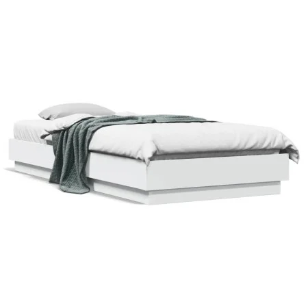 White engineered wood bed frame 90x200 cm by , Beds and slatted bases - Ref: Foro24-839602, Price: 88,63 €, Discount: %