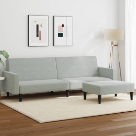 2-Sitzer-Schlafsofa mit hellgrauem Samthocker von , Sofas - Ref: Foro24-3216236, Preis: 311,01 €, Rabatt: %