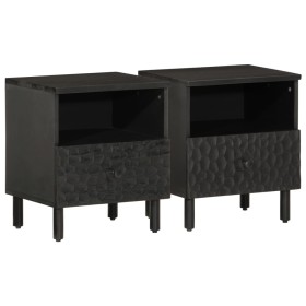 Nachttische 2 Stück aus massivem schwarzem Mangoholz 40x33x46 cm von , Nachttische - Ref: Foro24-356826, Preis: 72,81 €, Raba...