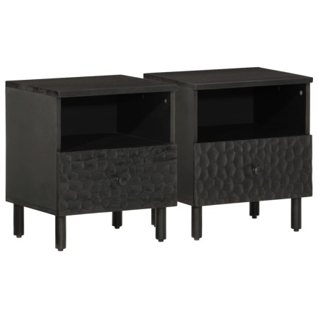 Mesitas de noche 2 uds madera maciza de mango negro 40x33x46 cm de , Mesitas de noche - Ref: Foro24-356826, Precio: 72,76 €, ...