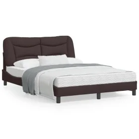 Bed frame with headboard in brown fabric 140x200 cm by , Beds and slatted bases - Ref: Foro24-3207775, Price: 212,37 €, Disco...