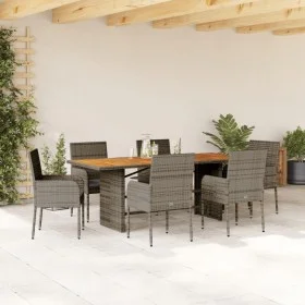 Garden dining set 7 pieces and gray synthetic rattan cushions by , Garden sets - Ref: Foro24-3213512, Price: 506,16 €, Discou...