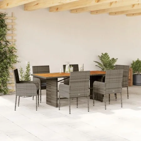 Garden dining set 7 pieces and gray synthetic rattan cushions by , Garden sets - Ref: Foro24-3213512, Price: 506,16 €, Discou...