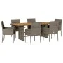 Garden dining set 7 pieces and gray synthetic rattan cushions by , Garden sets - Ref: Foro24-3213512, Price: 506,16 €, Discou...