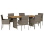 Set comedor jardín 7 pzas y cojines ratán sintético gris de , Conjuntos de jardín - Ref: Foro24-3213512, Precio: 523,62 €, De...