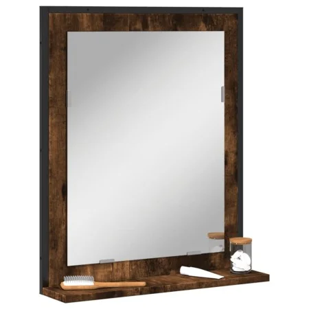 Espejo de baño con estante madera de ingeniería roble ahumado de , Tocadores - Ref: Foro24-842418, Precio: 49,66 €, Descuento: %