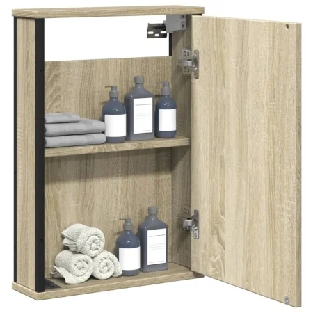 Armario con espejo de baño madera roble Sonoma 42x12x60 cm de , Tocadores - Ref: Foro24-842432, Precio: 50,90 €, Descuento: %
