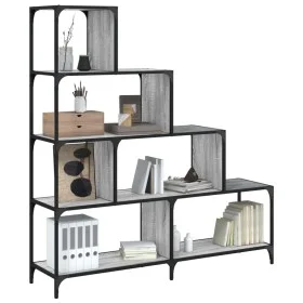 Bookcase with 4 steps in gray Sonoma wood 139x33.5x149 cm by , Bookcases and shelves - Ref: Foro24-842479, Price: 122,68 €, D...