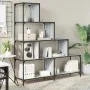Bookcase with 4 steps in gray Sonoma wood 139x33.5x149 cm by , Bookcases and shelves - Ref: Foro24-842479, Price: 122,68 €, D...