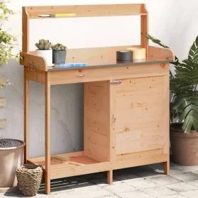 Mesa para macetas con armario madera de abeto 110,5x45x124,5 cm de , Soportes para macetas - Ref: Foro24-156344, Precio: 162,...