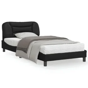 Bed frame with headboard black synthetic leather 100x200cm by , Beds and slatted bases - Ref: Foro24-3207981, Price: 132,24 €...