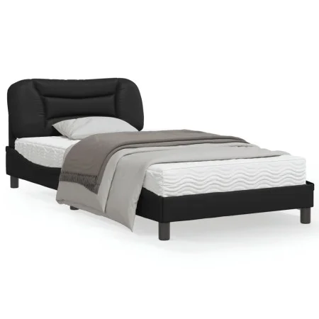 Bed frame with headboard black synthetic leather 100x200cm by , Beds and slatted bases - Ref: Foro24-3207981, Price: 132,24 €...