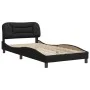 Bed frame with headboard black synthetic leather 100x200cm by , Beds and slatted bases - Ref: Foro24-3207981, Price: 132,24 €...