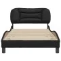 Bed frame with headboard black synthetic leather 100x200cm by , Beds and slatted bases - Ref: Foro24-3207981, Price: 132,24 €...