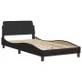 Bed frame with headboard black synthetic leather 100x200cm by , Beds and slatted bases - Ref: Foro24-3207981, Price: 132,24 €...