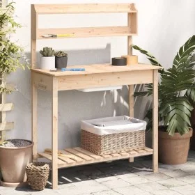Mesa para macetas con fregadero madera abeto 147,5x44x139,5 cm de , Soportes para macetas - Ref: Foro24-156346, Precio: 88,60...