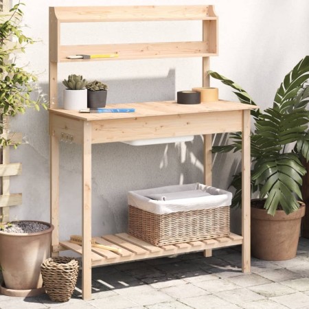 Pflanztisch mit Waschbecken aus Tannenholz 147,5x44x139,5 cm von , Topfständer - Ref: Foro24-156346, Preis: 90,23 €, Rabatt: %