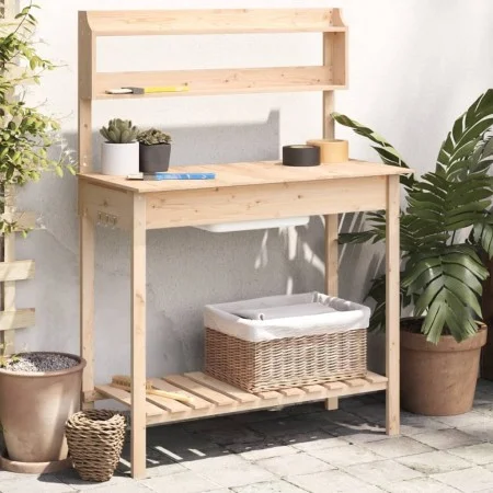 Potting table with sink fir wood 147.5x44x139.5 cm by , Pot stands - Ref: Foro24-156346, Price: 88,60 €, Discount: %