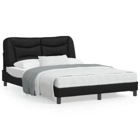 Bed frame with headboard black synthetic leather 140x190cm by , Beds and slatted bases - Ref: Foro24-3207995, Price: 243,91 €...