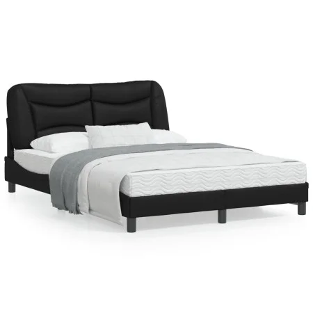 Bed frame with headboard black synthetic leather 140x190cm by , Beds and slatted bases - Ref: Foro24-3207995, Price: 243,91 €...