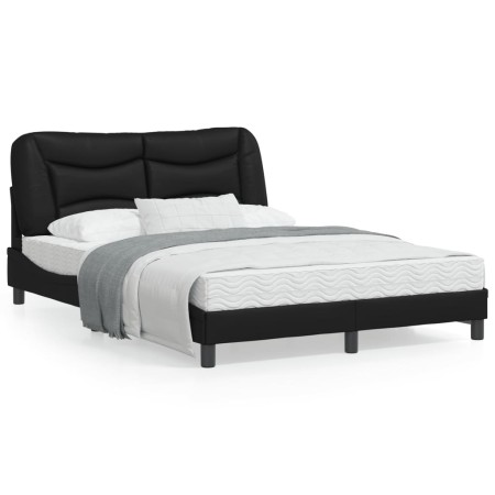 Estructura de cama con cabecero cuero sintético negro 140x190cm de , Camas y somieres - Ref: Foro24-3207995, Precio: 226,06 €...