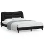 Bed frame with headboard black synthetic leather 140x190cm by , Beds and slatted bases - Ref: Foro24-3207995, Price: 243,91 €...