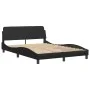 Bed frame with headboard black synthetic leather 140x190cm by , Beds and slatted bases - Ref: Foro24-3207995, Price: 243,91 €...