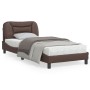 Estructura de cama con cabecero cuero sintético marrón 90x200cm de , Camas y somieres - Ref: Foro24-3207976, Precio: 162,65 €...