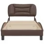 Estructura de cama con cabecero cuero sintético marrón 90x200cm de , Camas y somieres - Ref: Foro24-3207976, Precio: 185,35 €...