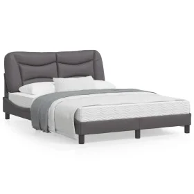 Bed frame with headboard gray synthetic leather 140x200cm by , Beds and slatted bases - Ref: Foro24-3208005, Price: 209,34 €,...