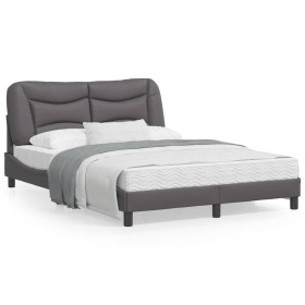 Bettgestell mit Kopfteil aus grauem Kunstleder 140x200cm von , Betten und Lattenroste - Ref: Foro24-3208005, Preis: 214,21 €,...